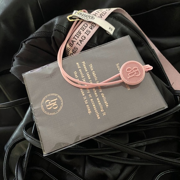 NEW House of CB Jalena Vegan Leather Lace Up Back Dress Black XS - Picture 12 of 13